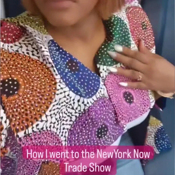 Kweenzyafrik Vintage Luxury Ankara Multi patterned  studded cape open jacket - Picture 4 of 17